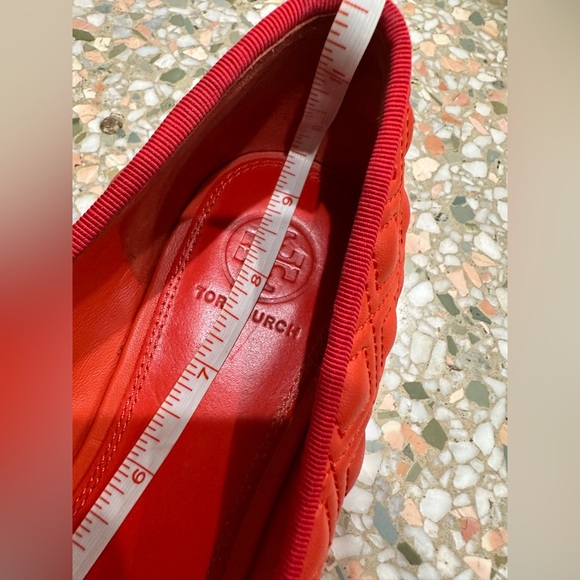 Tory Burch Marion red-orange quilted ballet flats with red bow - Picture 13 of 13